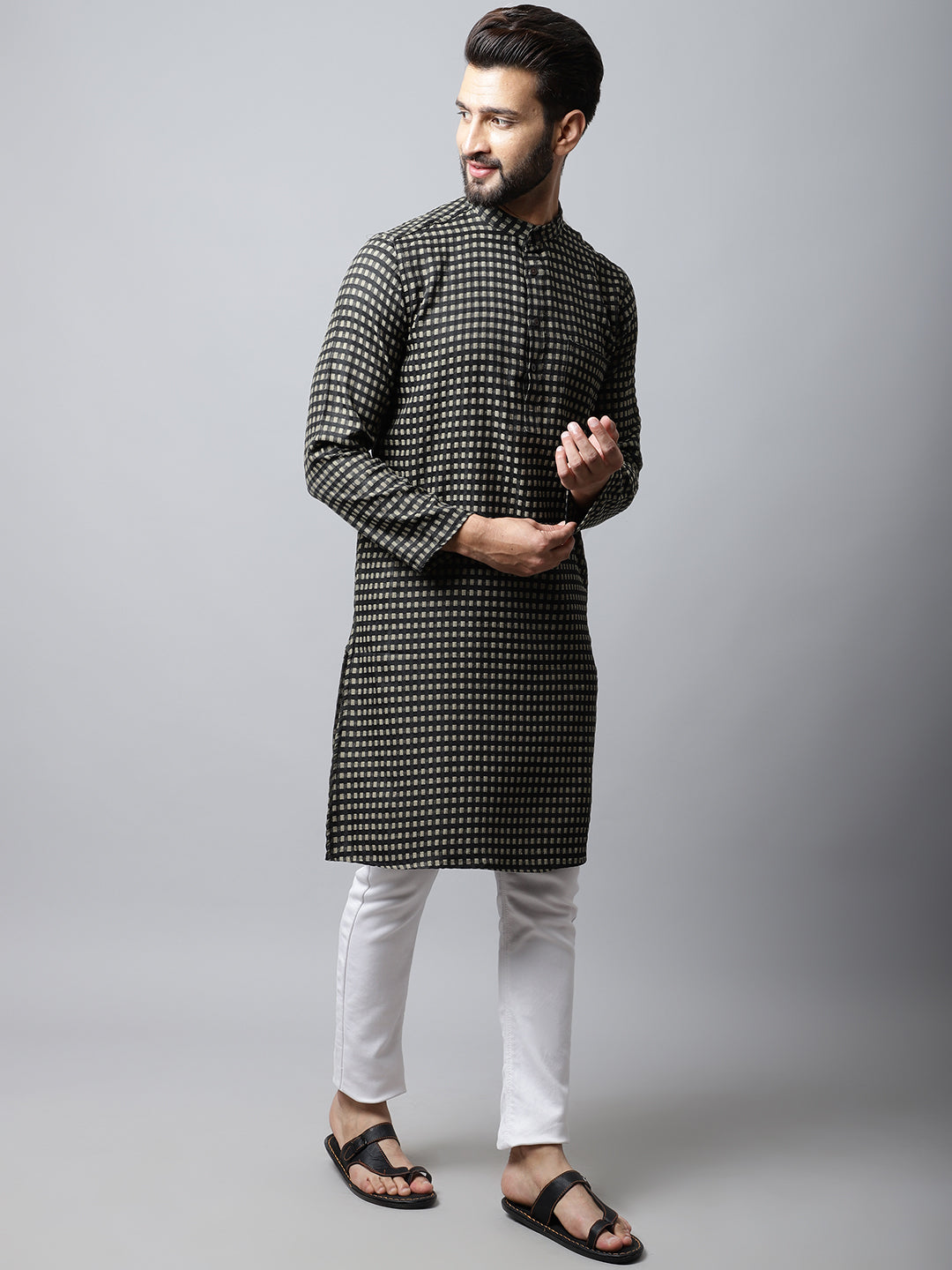 Even Apparels Brown Pure Cotton Kurta With Band Collar | Swadesiicart