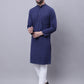 Even Apparels Blue Pure Cotton Kurta With Band Collar | Swadesiicart