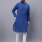 Even Apparels Blue Pure Cotton Kurta With Band Collar | Swadesiicart