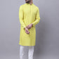Even Apparels Yellow Pure Cotton Short Sleeves Kurta With Band Collar | Swadesiicart