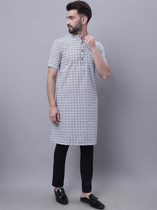 Even Apparels Multi Pure Cotton Short Sleeves Kurta With Band Collar | Swadesiicart