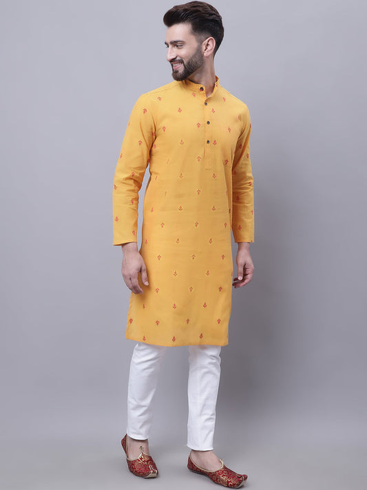 Even Apparels Yellow Pure Cotton Kurta With Band Collar | Swadesiicart