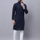 Even Apparels Blue Pure Cotton Kurta With Band Collar | Swadesiicart