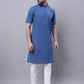 Even Apparels Blue Pure Cotton Short Sleeves Kurta With Band Collar | Swadesiicart