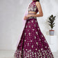 House of Panchhi Burgundy Pure Georgette Sequins And Thread Embroidery Lehenga Choli & Dupatta | Swadesiicart