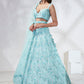 House of Panchhi Turquoise Blue Georgette Sequins And Thread Embroidery Lehenga Choli & Dupatta | Swadesiicart