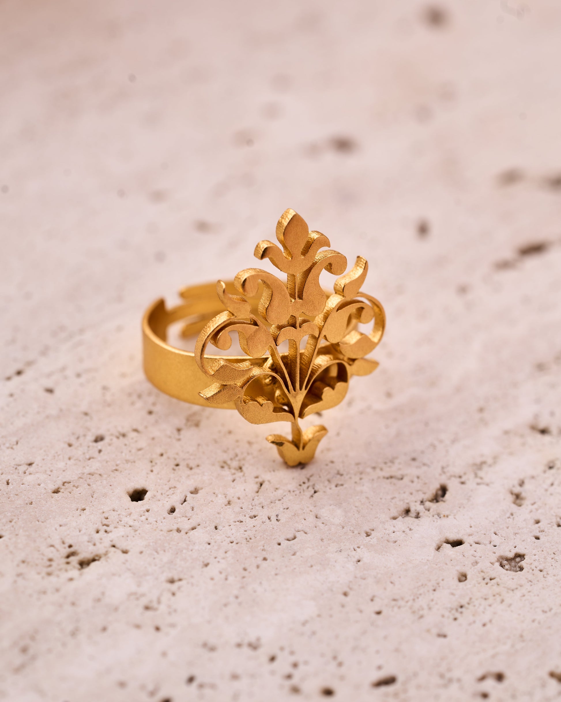 trueBrowns Gold-Polished Small Leaf Ring | Swadesiicart