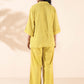 trueBrowns Lime Cotton Dobby V-Neck Co-ord Set - Swadesiicart
