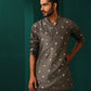trueBrowns Men's Grey Diamond Viscose Silk Co-ord Set - Swadesiicart