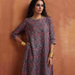 trueBrowns Purple Print A-line Kurta Set | Swadesiicart
