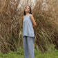 trueBrowns Blue Cotton Sleeveless Co-ord Set - Swadesiicart