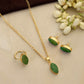 trueBrowns Gold Tone Green Stone Pendant Set - Swadesiicart