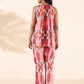 trueBrowns Maroon Cotton Ikat Flared Co-ord Set - Swadesiicart