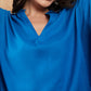 InWeave Women's Ink Blue Solid Collar Neck Boho Top Bottom Set - Swadesiicart