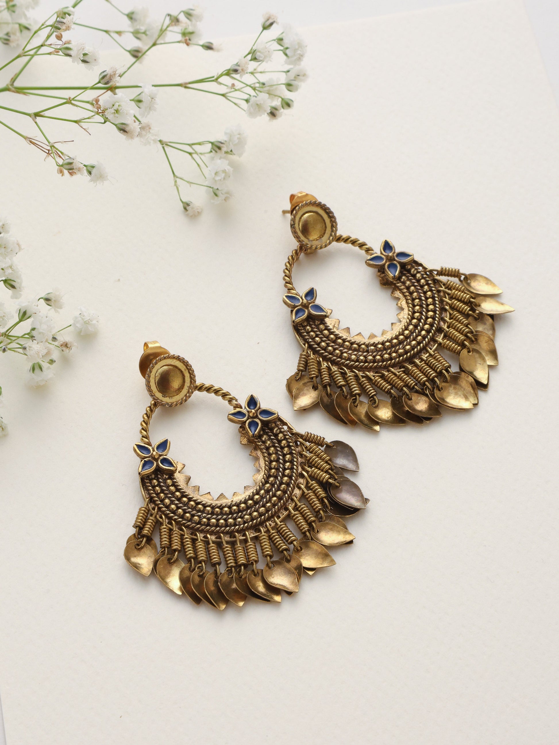 trueBrowns Brass Contemporary Tassel Earrings | Swadesiicart