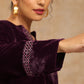 trueBrowns Wine Velvet Placket Embroidered Co-ord Set - Swadesiicart