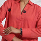trueBrowns Orange Cotton Embroidered Flared Dress | Swadesiicart