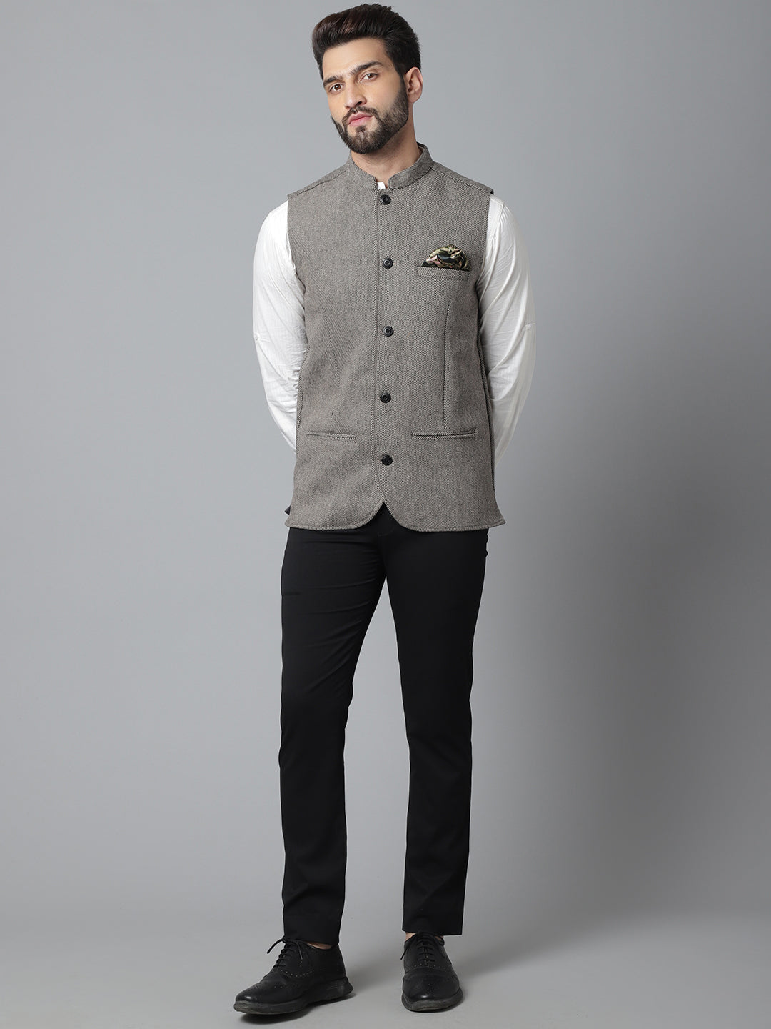 Even Apparels Men's Cream Pure Wool Nehru Jacket | Swadesiicart