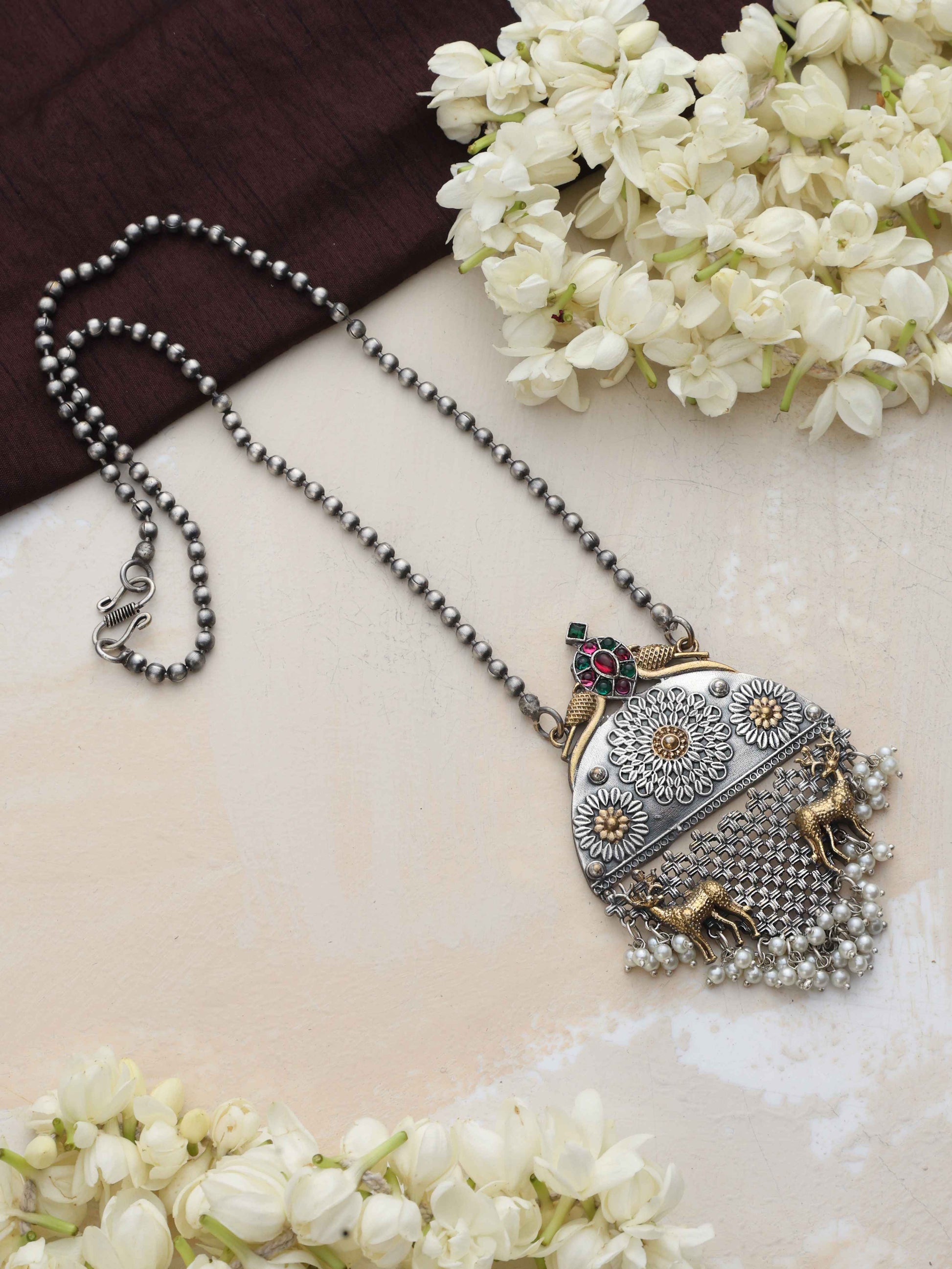 trueBrowns Silver Gold Tone Pendant Chain | Swadesiicart