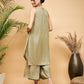 InWeave Women's Olive Lurex Short Pallazo Kurta Set - Swadesiicart