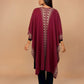 trueBrowns Maroon Woollen Geometric Kaftan Cape | Swadesiicart