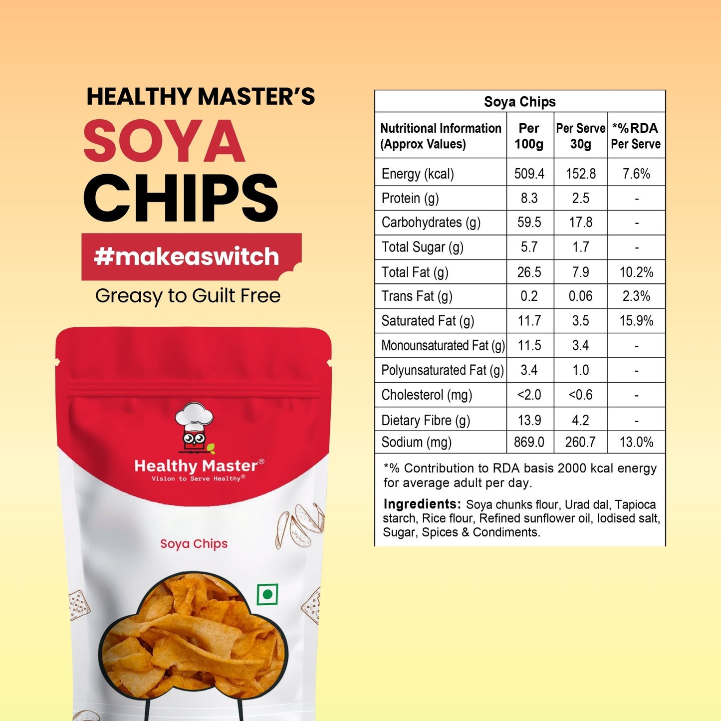 Healthy Master Light & Crispy Soya Chips - Swadesiicart