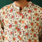 trueBrowns Men's Off White Floral Bunch Muslin Silk Printed Co-ord Set - Swadesiicart