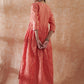 InWeave Women's Peach Mirror Work Long Anarkali Kurta - Swadesiicart