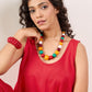 InWeave Red Round Sleeveless Jumpsuit - Swadesiicart