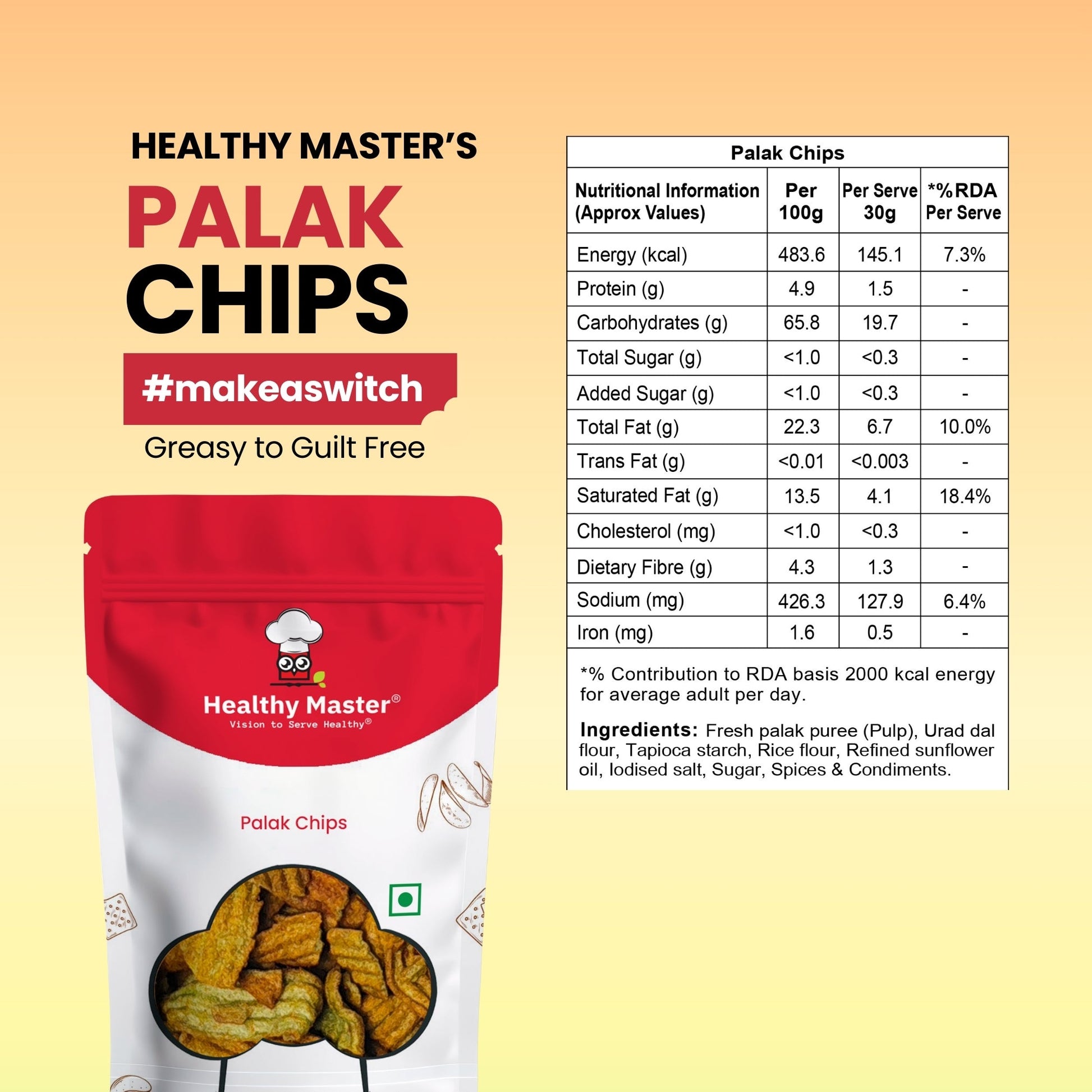 Healthy Master Light & Crispy Palak Chips | Spinach Chips - Swadesiicart