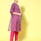 InWeave Women's Purple White Chint Long Organza Cape - Swadesiicart