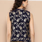 InWeave Women's Navy Blue Brocade Halter Top - Swadesiicart