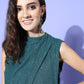 InWeave Women's Teal Lurex Tie Up Top - Swadesiicart