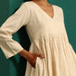 trueBrowns Ivory Tonal Cotton Anarkali Kurta Pant Set | Swadesiicart