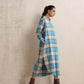 trueBrowns Beige Check Pleated Winter Dress | Swadesiicart