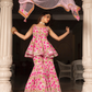 Pomcha Jaipur Nazakat Pink Cotton Hand Block Sharara Set | Swadesiicart