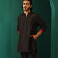 trueBrowns Men's Black Silk Co-ord Set Stitch Detail - Swadesiicart