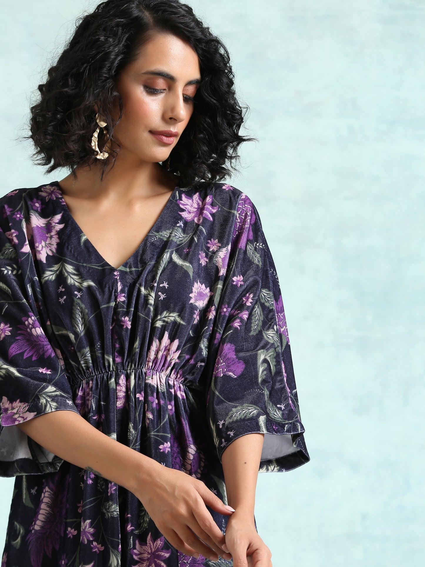 trueBrowns Black Printed Velvet Co-Ord Set - Swadesiicart