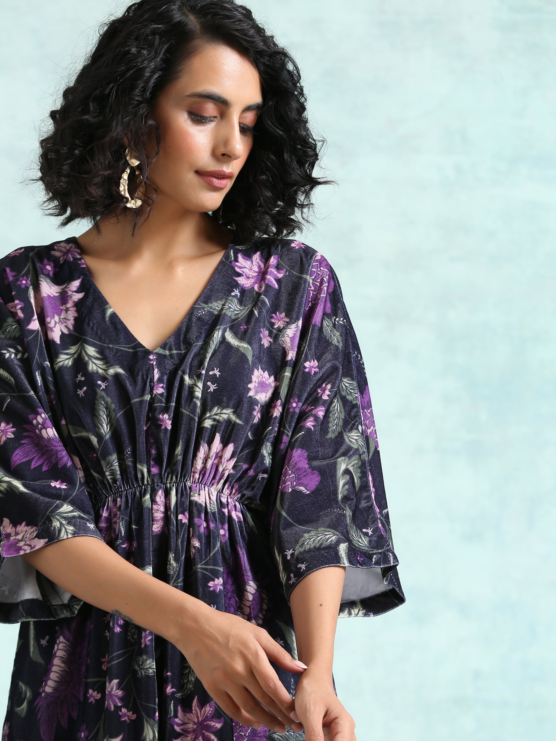 trueBrowns Black Printed Velvet Co-Ord Set - Swadesiicart
