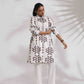trueBrowns White Cotton Stripe Print Kurta Co-ord Set - Swadesiicart