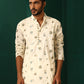 trueBrowns Men's Ivory Blue Multi color Floral Cotton Co-ord Set - Swadesiicart