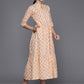 Ahalyaa Floral Print Mandarin Collar Tiered Midi Pure Cotton Ethnic Dress | Swadesiicart
