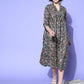 InWeave Women's Green Jaal Print Dress - Swadesiicart