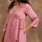 trueBrowns Light Mauve Bandhani Printed Silk Angrakha Kurta Pant Set | Swadesiicart