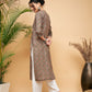 InWeave Women's Green Red Ajrakh Print Cotton Patch Work Straight Kurta - Swadesiicart