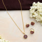 trueBrowns Gold Tone Pink Stone Pendant Set - Swadesiicart