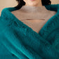 InWeave Women's Cyan Blue Long Faux Fur Cape - Swadesiicart