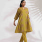 trueBrowns Green Cotton Print Kimono Sleeves Kurta Co-ord Set - Swadesiicart