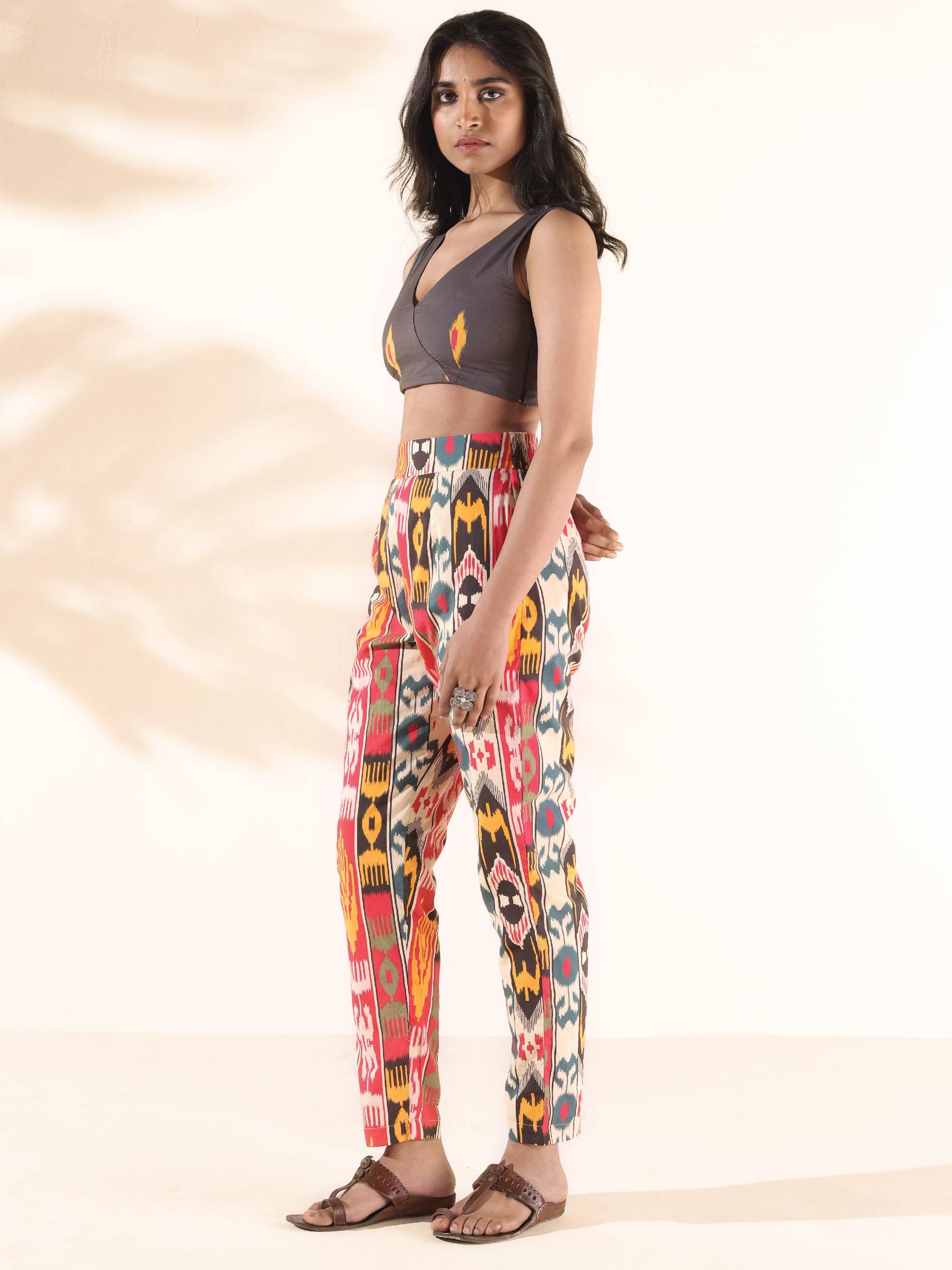 trueBrowns Cola Cotton Ikat Pant Suit Set - Swadesiicart