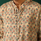 trueBrowns Men's Beige Geometric Muslin Silk Printed Co-ord Set - Swadesiicart